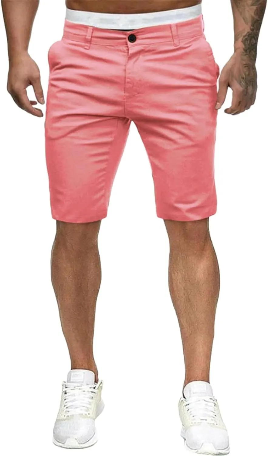 ZYXTIM Mens Chinos Skinny Flat Front Golf Shorts Zipper Casual Work Dress Shorts Slim Fit Quick Dry Summer Beach Shorts Pants