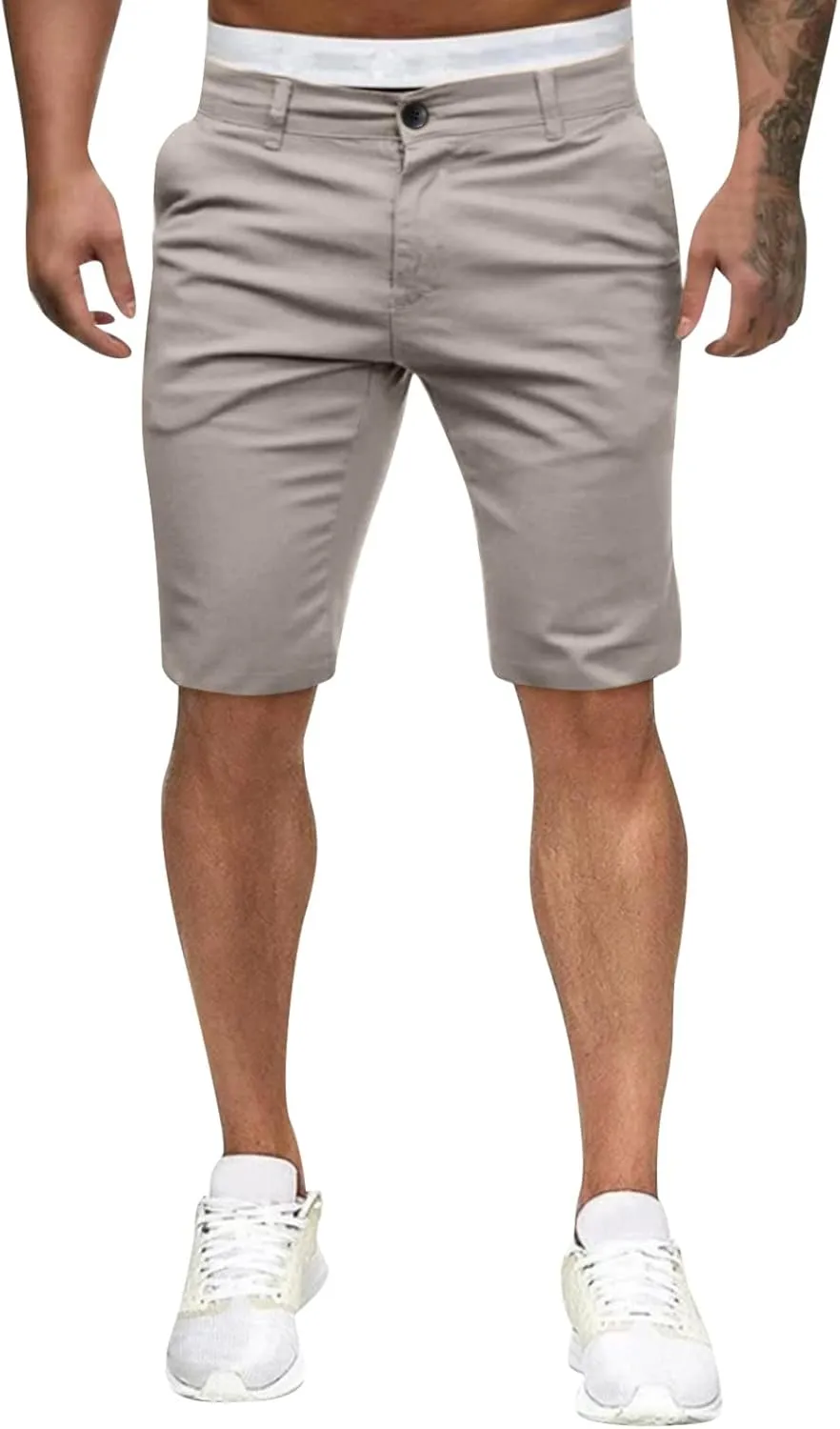 ZYXTIM Mens Chinos Skinny Flat Front Golf Shorts Zipper Casual Work Dress Shorts Slim Fit Quick Dry Summer Beach Shorts Pants