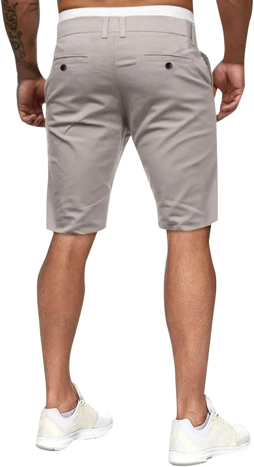 ZYXTIM Mens Chinos Skinny Flat Front Golf Shorts Zipper Casual Work Dress Shorts Slim Fit Quick Dry Summer Beach Shorts Pants