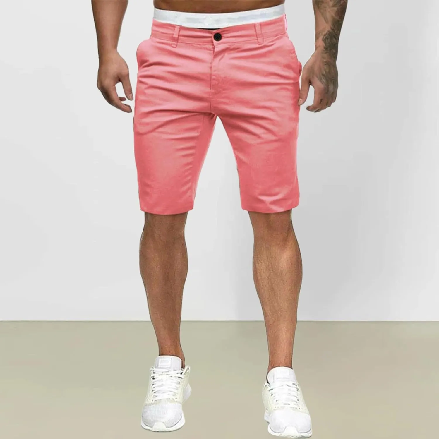 ZYXTIM Mens Chinos Skinny Flat Front Golf Shorts Zipper Casual Work Dress Shorts Slim Fit Quick Dry Summer Beach Shorts Pants