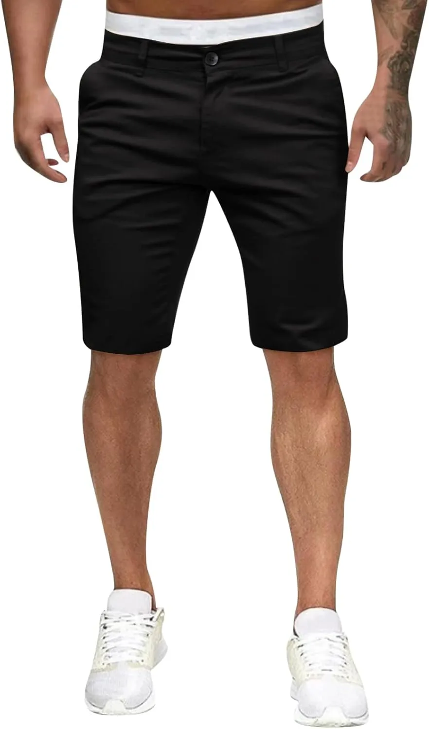 ZYXTIM Mens Chinos Skinny Flat Front Golf Shorts Zipper Casual Work Dress Shorts Slim Fit Quick Dry Summer Beach Shorts Pants
