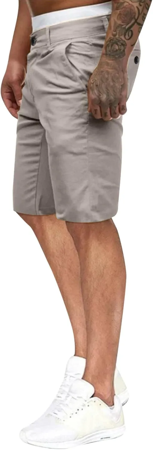 ZYXTIM Mens Chinos Skinny Flat Front Golf Shorts Zipper Casual Work Dress Shorts Slim Fit Quick Dry Summer Beach Shorts Pants