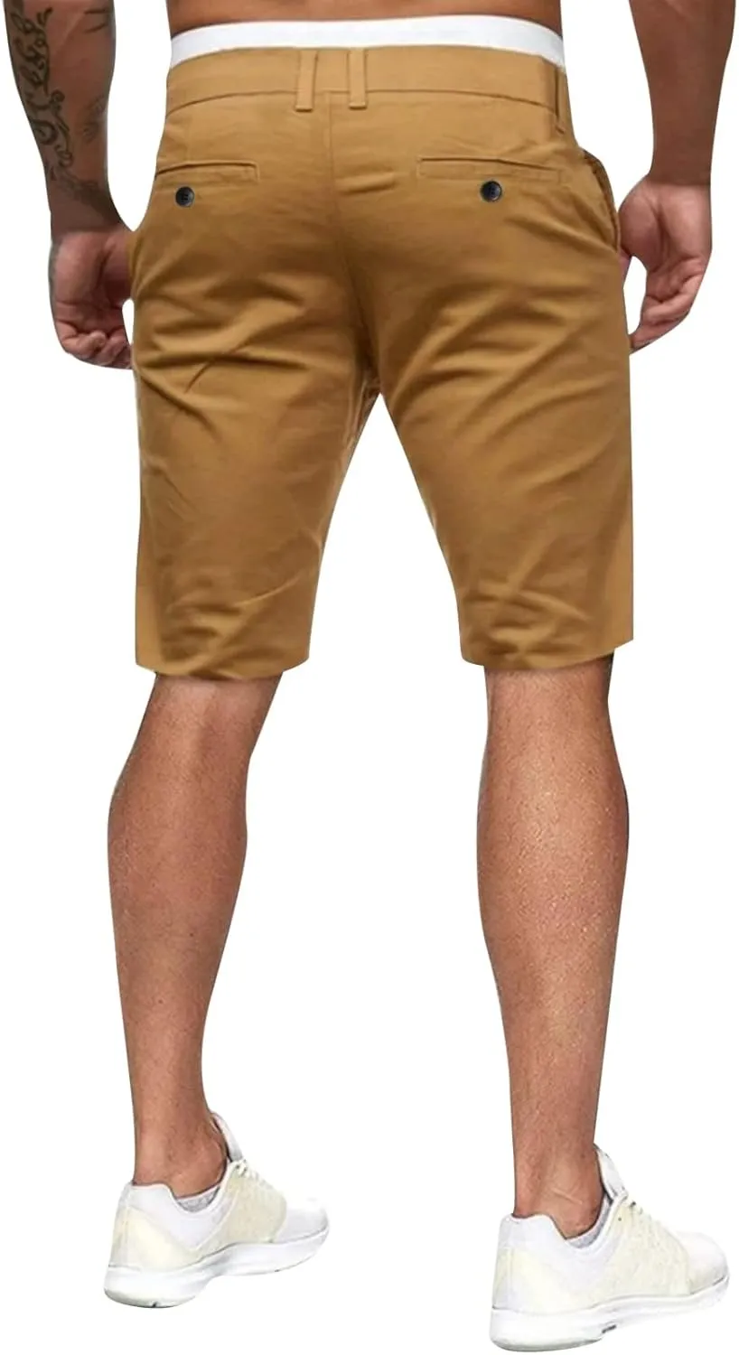 ZYXTIM Mens Chinos Skinny Flat Front Golf Shorts Zipper Casual Work Dress Shorts Slim Fit Quick Dry Summer Beach Shorts Pants