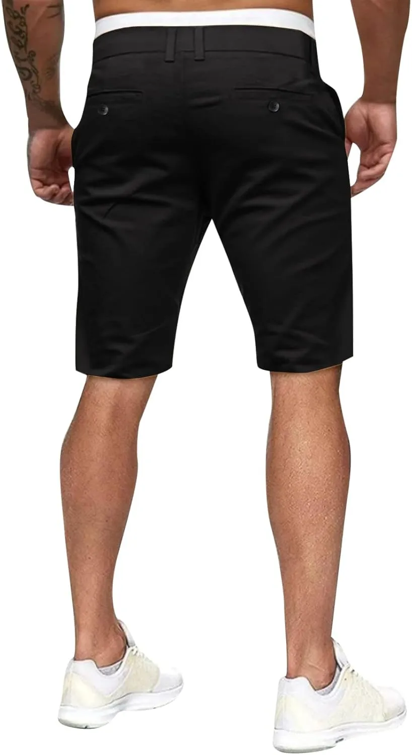 ZYXTIM Mens Chinos Skinny Flat Front Golf Shorts Zipper Casual Work Dress Shorts Slim Fit Quick Dry Summer Beach Shorts Pants