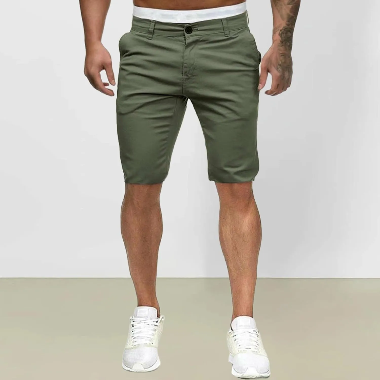ZYXTIM Mens Chinos Skinny Flat Front Golf Shorts Zipper Casual Work Dress Shorts Slim Fit Quick Dry Summer Beach Shorts Pants