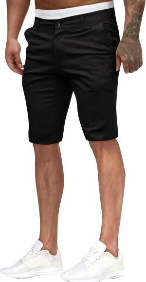 ZYXTIM Mens Chinos Skinny Flat Front Golf Shorts Zipper Casual Work Dress Shorts Slim Fit Quick Dry Summer Beach Shorts Pants