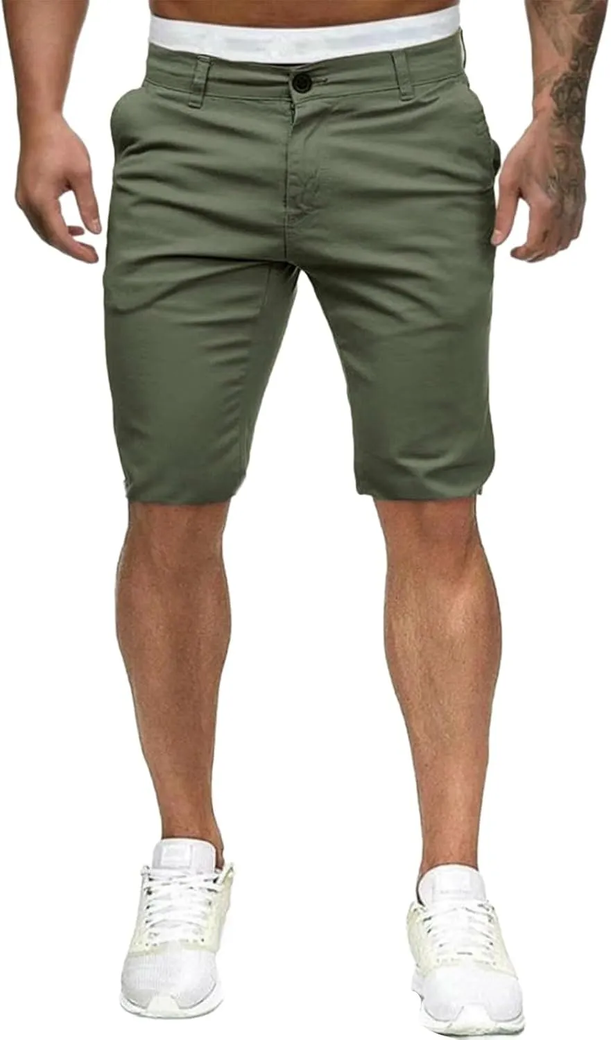 ZYXTIM Mens Chinos Skinny Flat Front Golf Shorts Zipper Casual Work Dress Shorts Slim Fit Quick Dry Summer Beach Shorts Pants