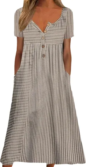 ZYXTIM Women's 2024 Summer Short Sleeve Maxi Dress Vintage Floral Printed V Neck Swing A Line Long T Shirt Dress Plus Size